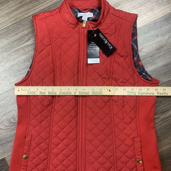 Kim Rogers Red Vest  Full Zipped Pockets Lined Women’s Size Small New - Picture 3 of 5